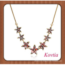 african gold plated fashion red crystal flower chain necklace wholesale 99 cent store items
